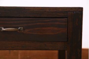 レトロ家具　昭和レトロ　ヒノキ材一枚板　小振りで取り入れやすい文机(3)