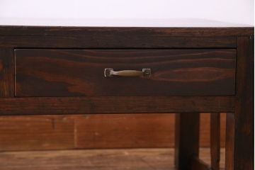 レトロ家具　昭和レトロ　ヒノキ材一枚板　小振りで取り入れやすい文机(3)
