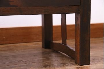 レトロ家具　昭和レトロ　ヒノキ材一枚板　小振りで取り入れやすい文机(3)