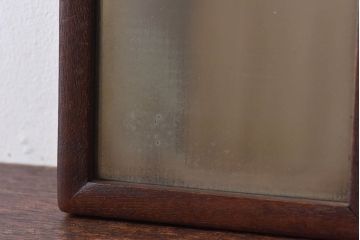 アンティーク雑貨　昭和初期　ケヤキ材製　古い木の味わいあるウォールミラー(鏡)