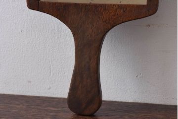 アンティーク雑貨　昭和レトロ　古い木の質感が味わい深い手鏡(鏡)