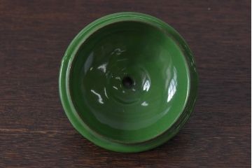 アンティーク雑貨　昭和レトロ　日本製　ツバサ　グリーンのホーローケトル(やかん、薬缶)