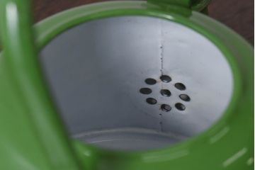 アンティーク雑貨　昭和レトロ　日本製　ツバサ　グリーンのホーローケトル(やかん、薬缶)