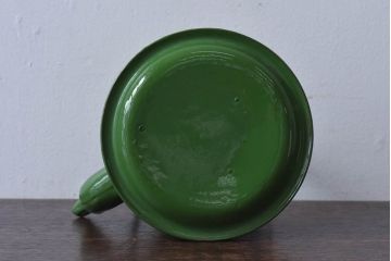 アンティーク雑貨　昭和レトロ　日本製　ツバサ　グリーンのホーローケトル(やかん、薬缶)