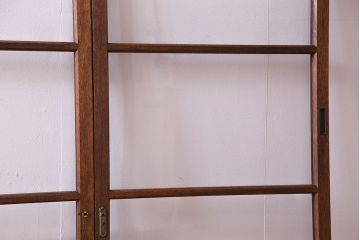 昭和レトロ　シンプルな横桟のガラス戸(窓、引き戸、建具)4枚セット