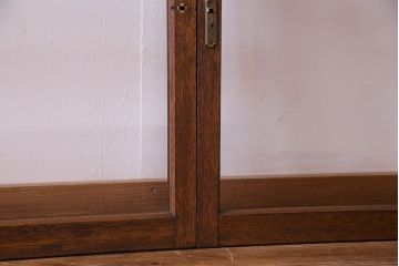 昭和レトロ　シンプルな横桟のガラス戸(窓、引き戸、建具)4枚セット