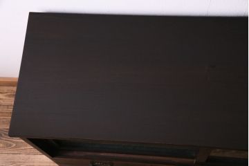 昭和レトロ　どこか懐かしさを感じる結霜ガラス入りのローボード(収納棚)
