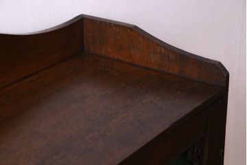 アンティーク家具　昭和初期　当時物色ガラス　大正ロマンの雰囲気を留める色ガラス入り本箱(収納棚、戸棚、キャビネット)