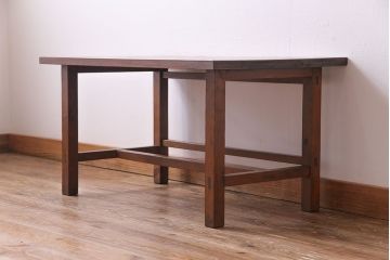 昭和初期　天板ヒノキ材製　木の温かみが漂うリメイクセンターテーブル(ローテーブル、リビングテーブル)(1)