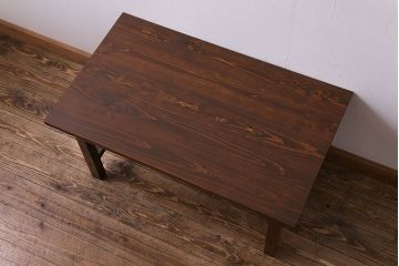 昭和初期　天板ヒノキ材製　木の温かみが漂うリメイクセンターテーブル(ローテーブル、リビングテーブル)(1)