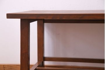昭和初期　天板ヒノキ材製　木の温かみが漂うリメイクセンターテーブル(ローテーブル、リビングテーブル)(1)