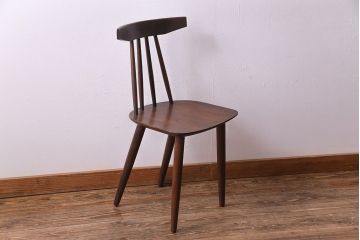 アンティーク家具　デンマーク　チーク材　シンプルで格好良いダイニングチェア(スティックバックチェア、椅子、イス)