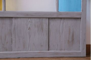 色ガラスの爽やかなカラーが魅力のペイントガラス戸1枚(引き戸、建具)