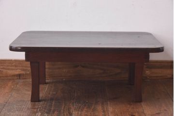 レトロ家具　昭和レトロ　栓材　和を感じる佇まいが魅力の角ちゃぶ台(ローテーブル、座卓)(1)