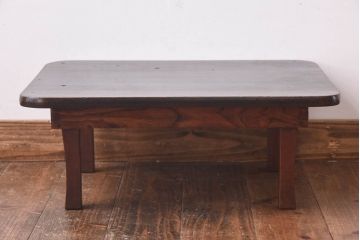 レトロ家具　昭和レトロ　栓材　和を感じる佇まいが魅力の角ちゃぶ台(ローテーブル、座卓)(1)