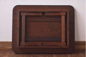 レトロ家具　昭和レトロ　栓材　和を感じる佇まいが魅力の角ちゃぶ台(ローテーブル、座卓)(1)