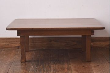 レトロ家具　昭和レトロ　栓材　和を感じる佇まいが魅力の角ちゃぶ台(ローテーブル、座卓)(2)