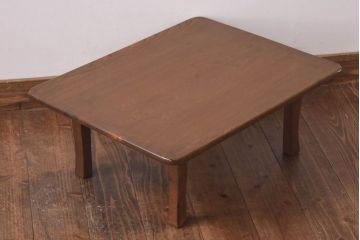 レトロ家具　昭和レトロ　栓材　和を感じる佇まいが魅力の角ちゃぶ台(ローテーブル、座卓)(2)