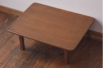 レトロ家具　昭和レトロ　栓材　和を感じる佇まいが魅力の角ちゃぶ台(ローテーブル、座卓)(2)
