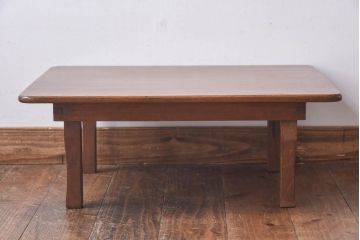 レトロ家具　昭和レトロ　栓材　和を感じる佇まいが魅力の角ちゃぶ台(ローテーブル、座卓)(2)