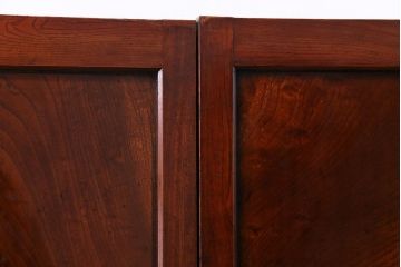 明治期　ケヤキ材一枚板　綺麗な漆塗りのアンティーク板戸4枚セット(窓)