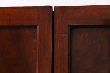 明治期　ケヤキ材一枚板　綺麗な漆塗りのアンティーク板戸4枚セット(窓)