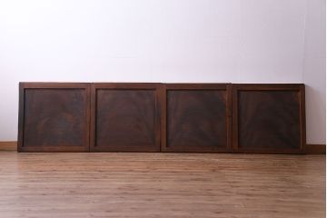 明治期　ケヤキ材一枚板　綺麗な漆塗りのアンティーク板戸4枚セット(窓)