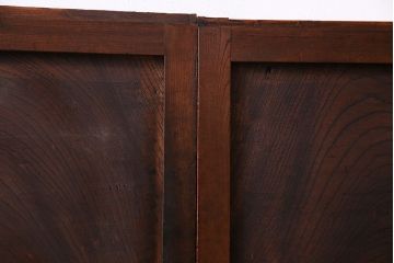 明治期　ケヤキ材一枚板　綺麗な漆塗りのアンティーク板戸4枚セット(窓)