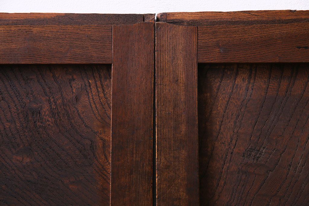 明治期　ケヤキ材一枚板　綺麗な漆塗りのアンティーク板戸4枚セット(窓)