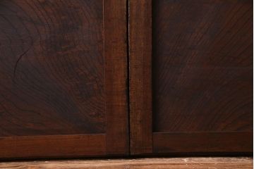 明治期　ケヤキ材一枚板　綺麗な漆塗りのアンティーク板戸4枚セット(窓)