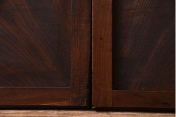 明治期　ケヤキ材一枚板　綺麗な漆塗りのアンティーク板戸4枚セット(窓)