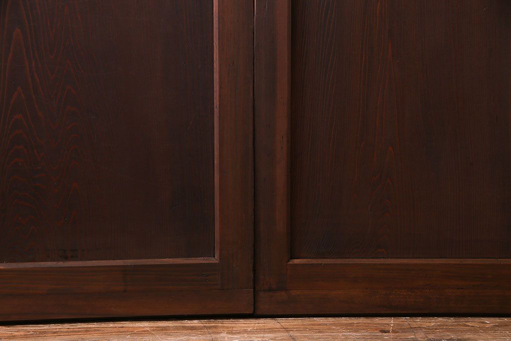 和製アンティーク　落ち着いた雰囲気を醸し出す帯戸(板戸、引き戸、建具)2枚セット