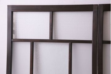 【I様ご成約分】3種のガラス入り　花模様のカットガラスがレトロな引き戸(ガラス戸、建具)4枚セット