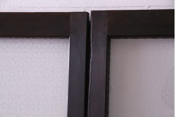 【I様ご成約分】3種のガラス入り　花模様のカットガラスがレトロな引き戸(ガラス戸、建具)4枚セット