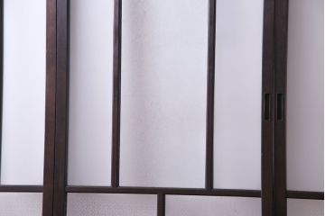 【I様ご成約分】3種のガラス入り　花模様のカットガラスがレトロな引き戸(ガラス戸、建具)4枚セット