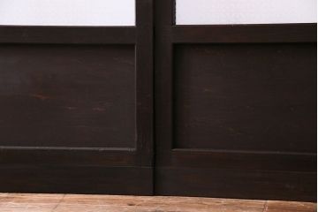 【I様ご成約分】3種のガラス入り　花模様のカットガラスがレトロな引き戸(ガラス戸、建具)4枚セット