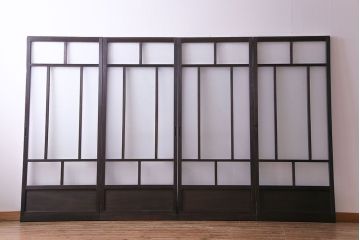 【I様ご成約分】3種のガラス入り　花模様のカットガラスがレトロな引き戸(ガラス戸、建具)4枚セット