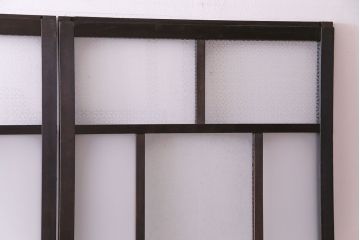 【I様ご成約分】3種のガラス入り　花模様のカットガラスがレトロな引き戸(ガラス戸、建具)4枚セット