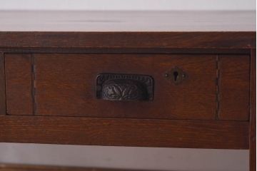 レトロ家具　昭和レトロ　栓材　レトロな模様の象嵌(ぞうがん)入り文机(座卓、ローテーブル、センターテーブル)