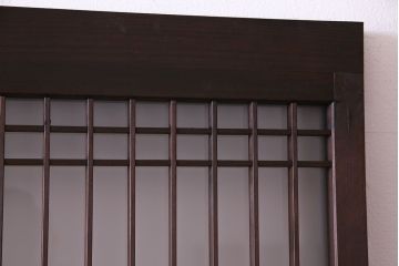 昭和レトロ　横桟が並んだデザインが魅力的な格子戸(ガラス戸、引き戸、建具)2枚セット