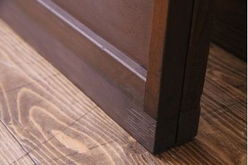 昭和レトロ　横桟が並んだデザインが魅力的な格子戸(ガラス戸、引き戸、建具)2枚セット