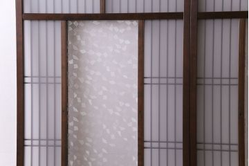 昭和レトロ　横桟が並んだデザインが魅力的な格子戸(ガラス戸、引き戸、建具)2枚セット