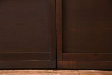 昭和レトロ　横桟が並んだデザインが魅力的な格子戸(ガラス戸、引き戸、建具)2枚セット