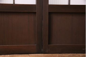 赤い色ガラスがおしゃれな花模様カットガラス入り帯戸(ガラス帯戸、ガラス戸、引き戸、建具)4枚セット