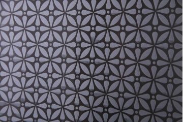 赤い色ガラスがおしゃれな花模様カットガラス入り帯戸(ガラス帯戸、ガラス戸、引き戸、建具)4枚セット