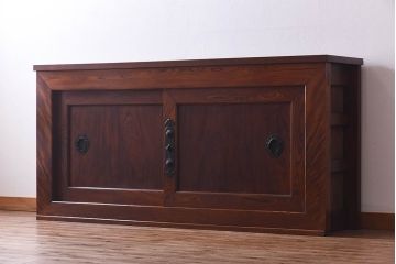 アンティーク家具　和製アンティーク　上手物!　六尺　ケヤキ材の美しい杢目を堪能できるサイドボード(収納箪笥、水屋箪笥)