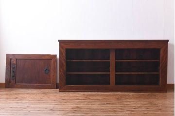 アンティーク家具　和製アンティーク　上手物!　六尺　ケヤキ材の美しい杢目を堪能できるサイドボード(収納箪笥、水屋箪笥)