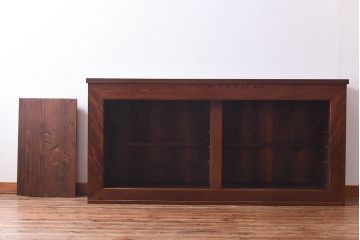 アンティーク家具　和製アンティーク　上手物!　六尺　ケヤキ材の美しい杢目を堪能できるサイドボード(収納箪笥、水屋箪笥)