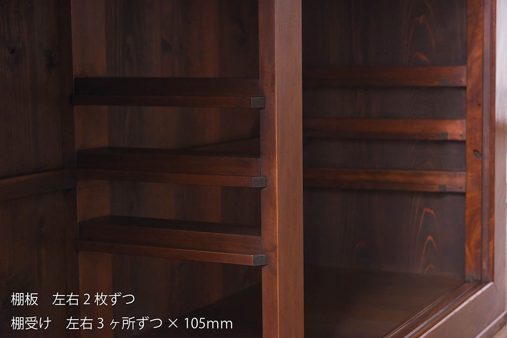 アンティーク家具　和製アンティーク　上手物!　六尺　ケヤキ材の美しい杢目を堪能できるサイドボード(収納箪笥、水屋箪笥)