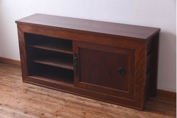 アンティーク家具　和製アンティーク　上手物!　六尺　ケヤキ材の美しい杢目を堪能できるサイドボード(収納箪笥、水屋箪笥)